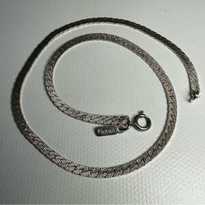 Monet silver tone flat chain necklace